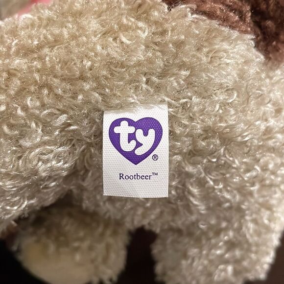 Rootbeer the Curly Hair Dog Ty Beanie Boo Great Condition 11” tall Purple tag - Picture 6 of 7
